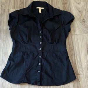 Banana republic black button down short sleeves 8